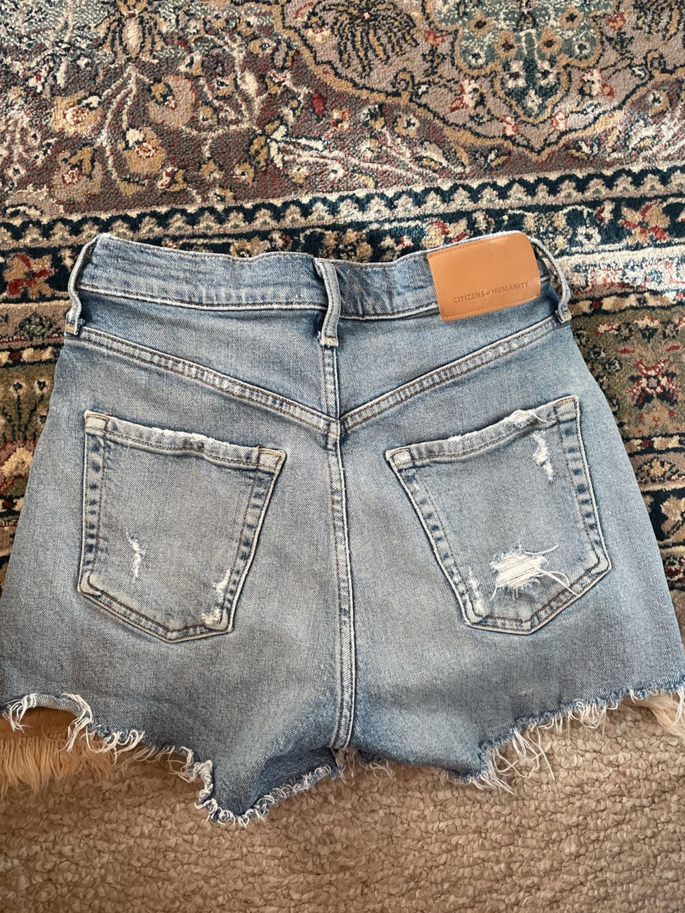Citizens of Humanity Marlow Blue Distressed Button-Fly Cut-Off Denim Shorts 24 - Picture 10 of 10